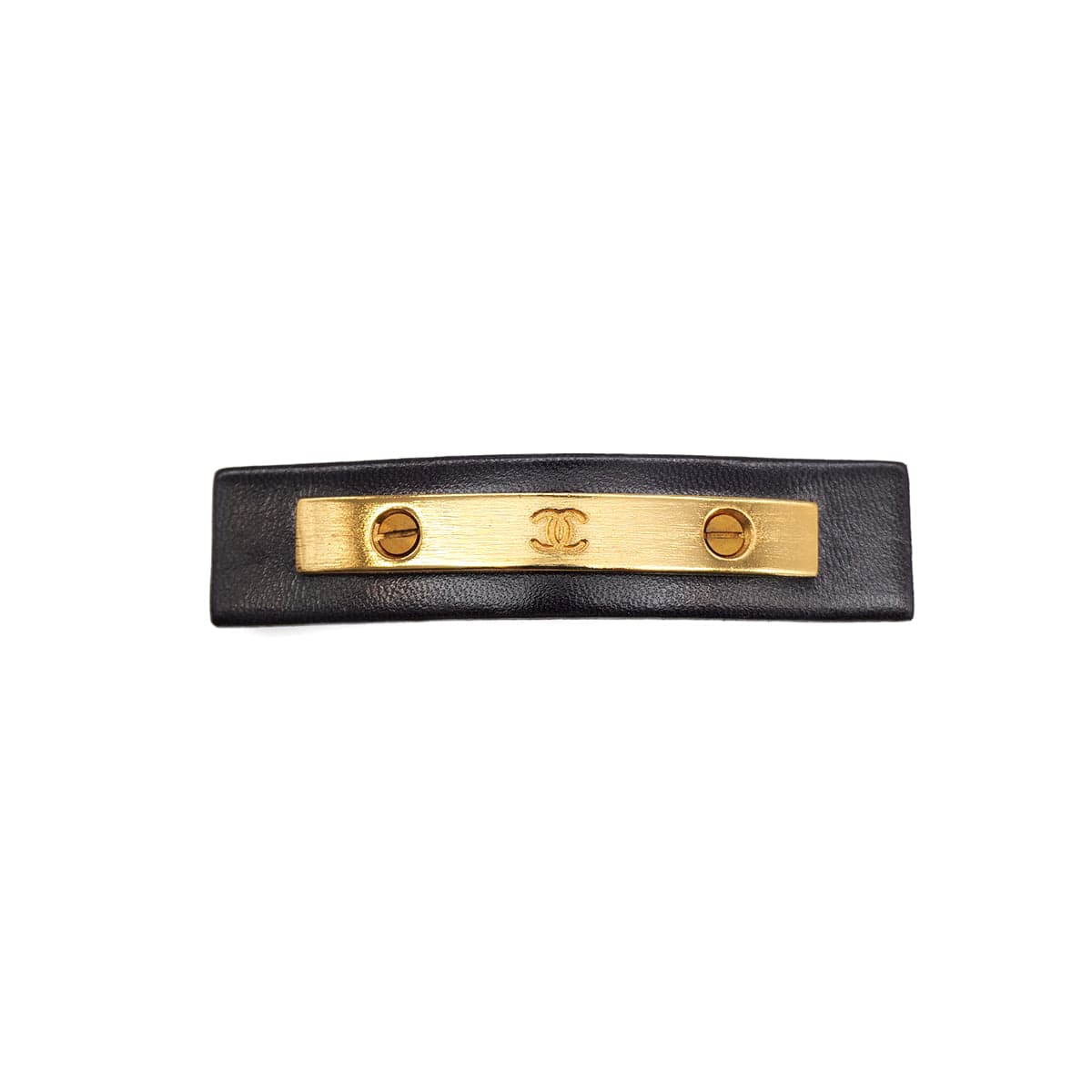 Luxury Promise Japan CHANEL VALLETTA PLATE COCOMARK BLACK GOLD HAIR ACCESSORY 01A 90323176