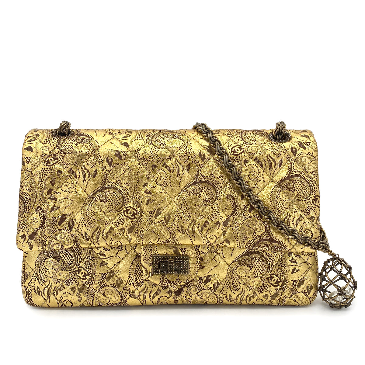 Luxury Promise Japan CHANEL VINTAGE 2.55 BIRDCAGE CHAIN SHOULDER BAG GOLD CALF SKIN 90264493