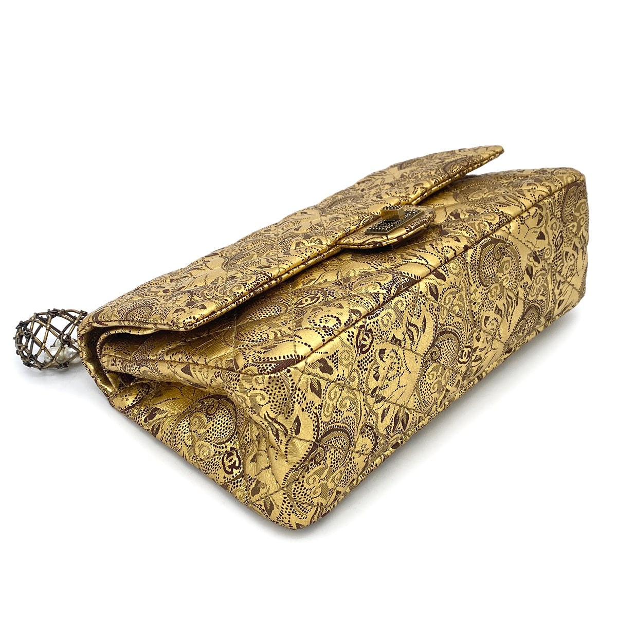 Luxury Promise Japan CHANEL VINTAGE 2.55 BIRDCAGE CHAIN SHOULDER BAG GOLD CALF SKIN 90264493