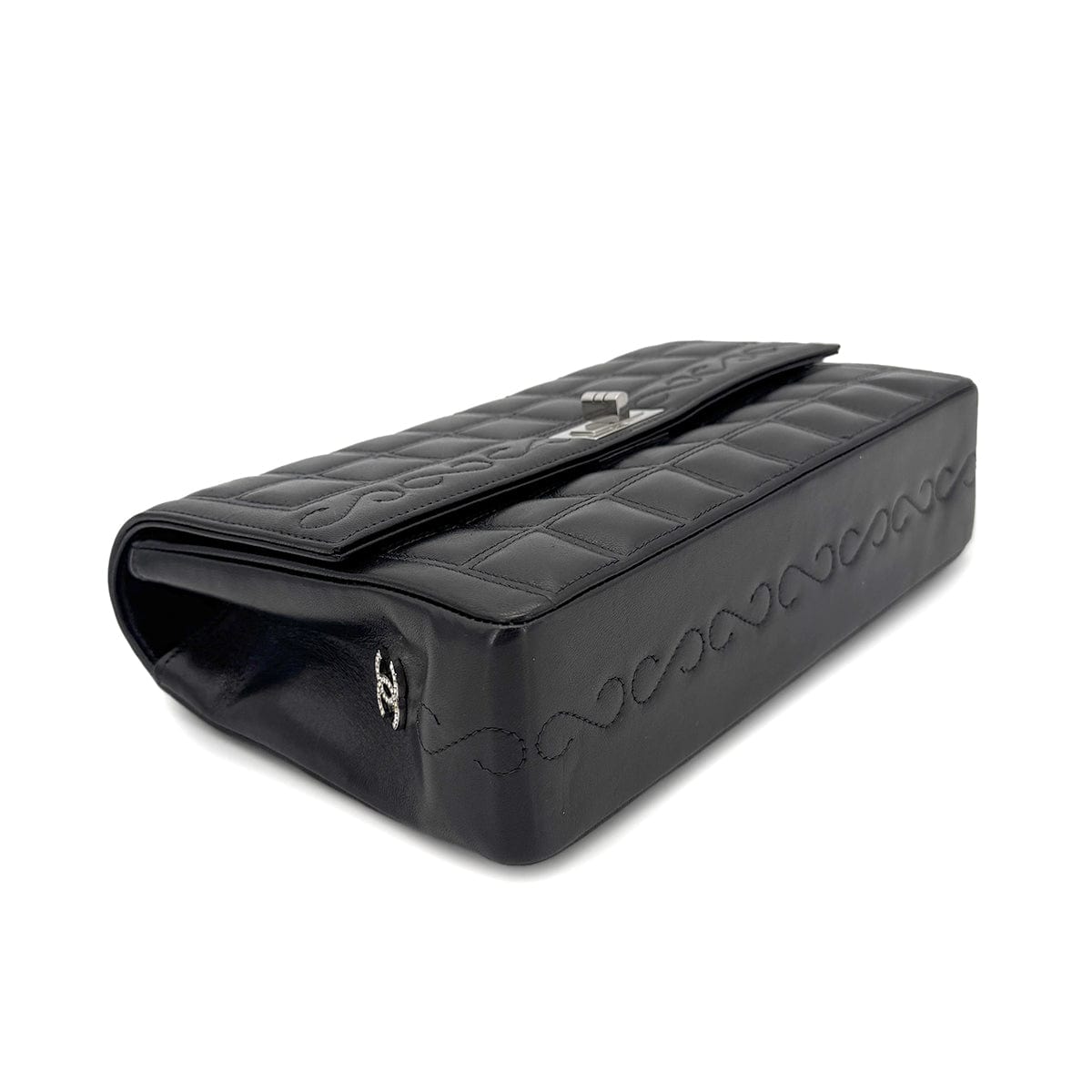 Luxury Promise Japan CHANEL VINTAGE 2.55 CHOCOLATE BAR CHAIN SHOULDER BAG BLACK LAMB SKIN 90268882