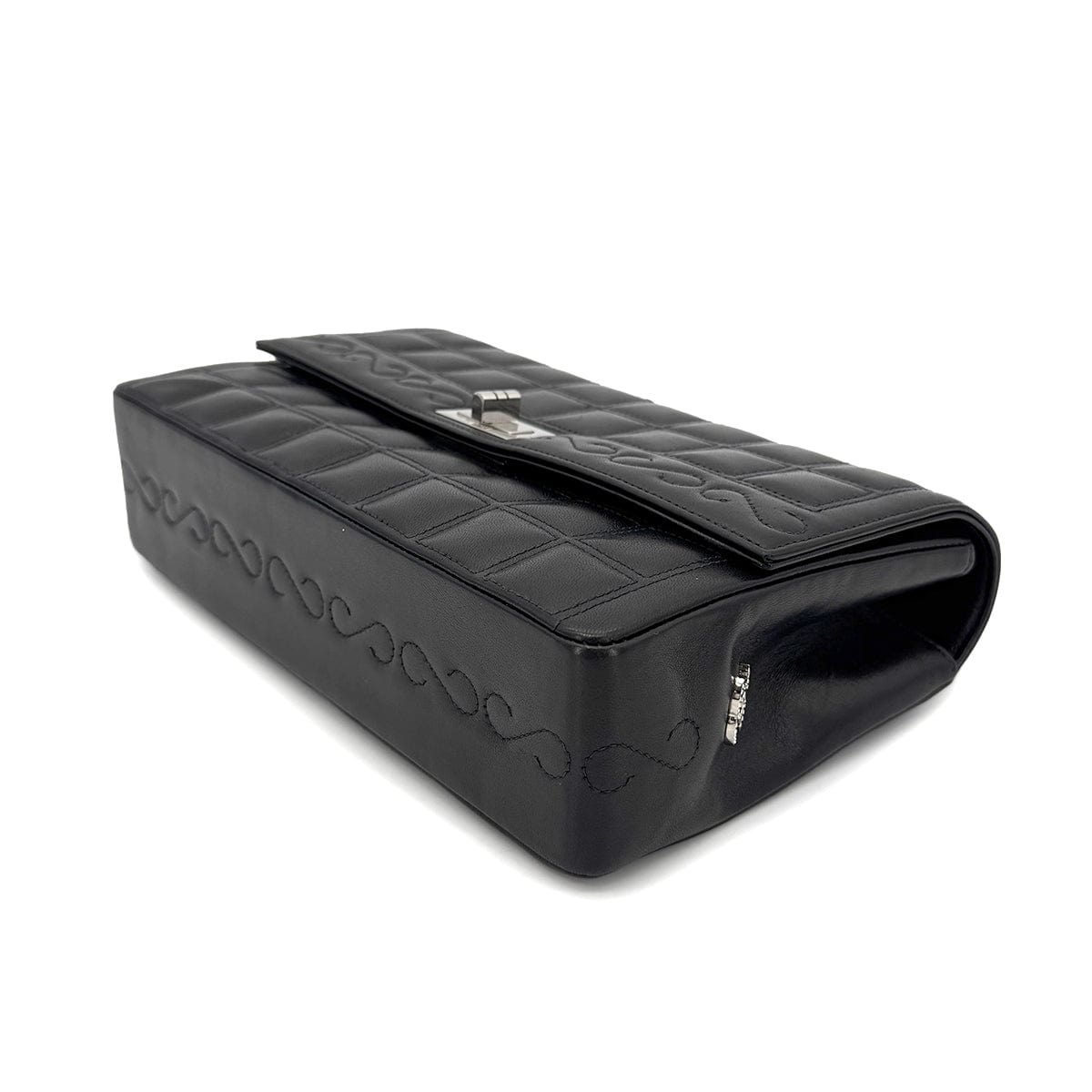 Luxury Promise Japan CHANEL VINTAGE 2.55 CHOCOLATE BAR CHAIN SHOULDER BAG BLACK LAMB SKIN 90268882