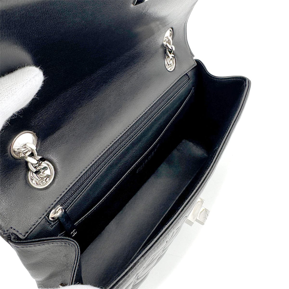 Luxury Promise Japan CHANEL VINTAGE 2.55 CHOCOLATE BAR CHAIN SHOULDER BAG BLACK LAMB SKIN 90268882