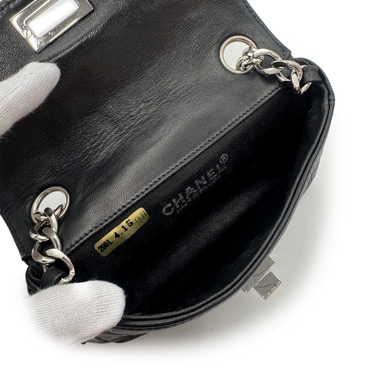 Luxury Promise Japan CHANEL VINTAGE 2.55 CHOCOLATE BAR MINI CHAIN SHOULDER BAG BLACK LAMB SKIN 90303020
