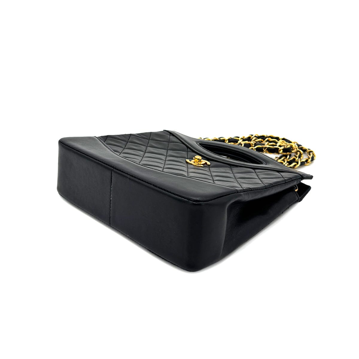 Luxury Promise Japan CHANEL VINTAGE 2WAY HAND CHAIN SHOULDER BAG BLACK LAMB SKIN 90269080