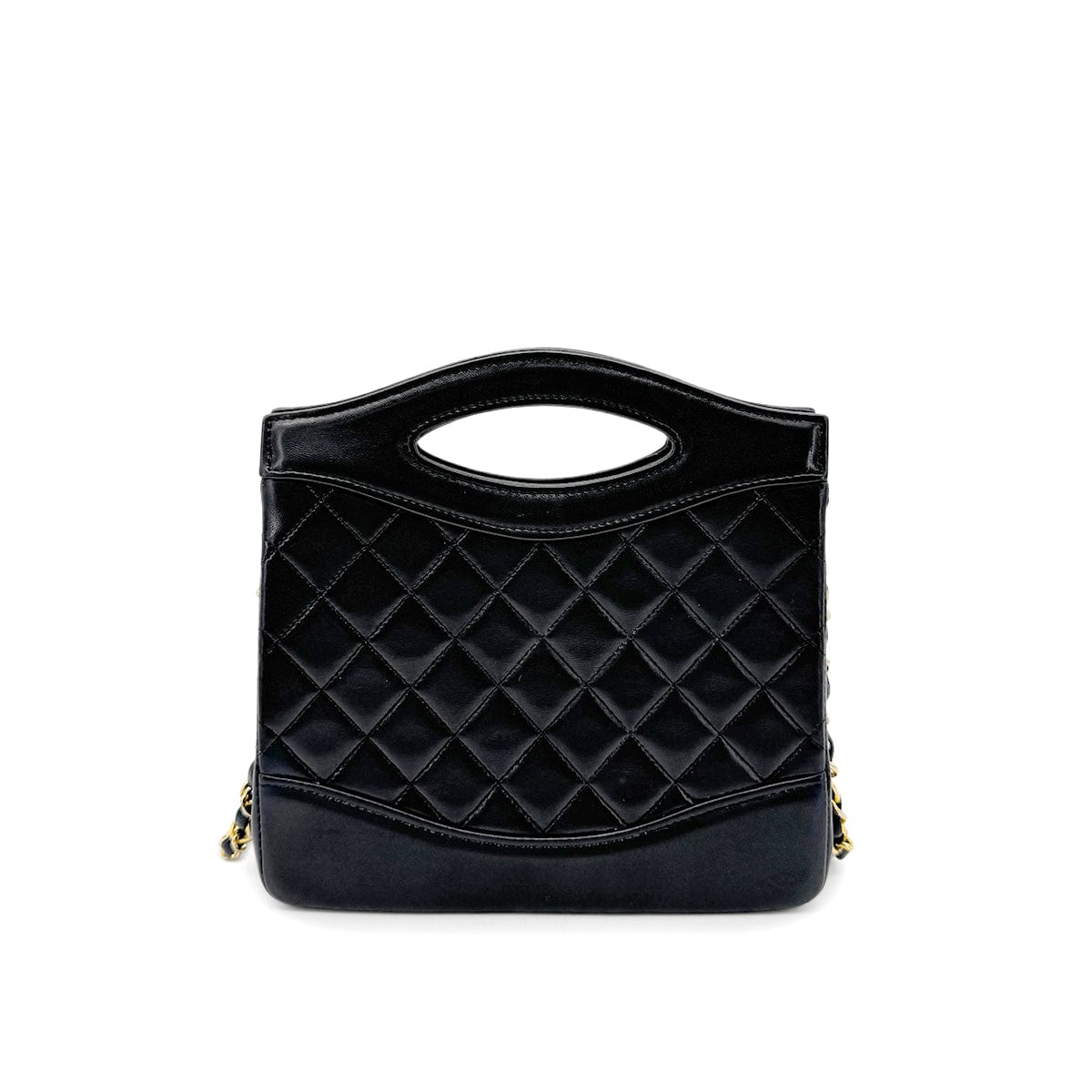 Luxury Promise Japan CHANEL VINTAGE 2WAY HAND CHAIN SHOULDER BAG BLACK LAMB SKIN 90269080