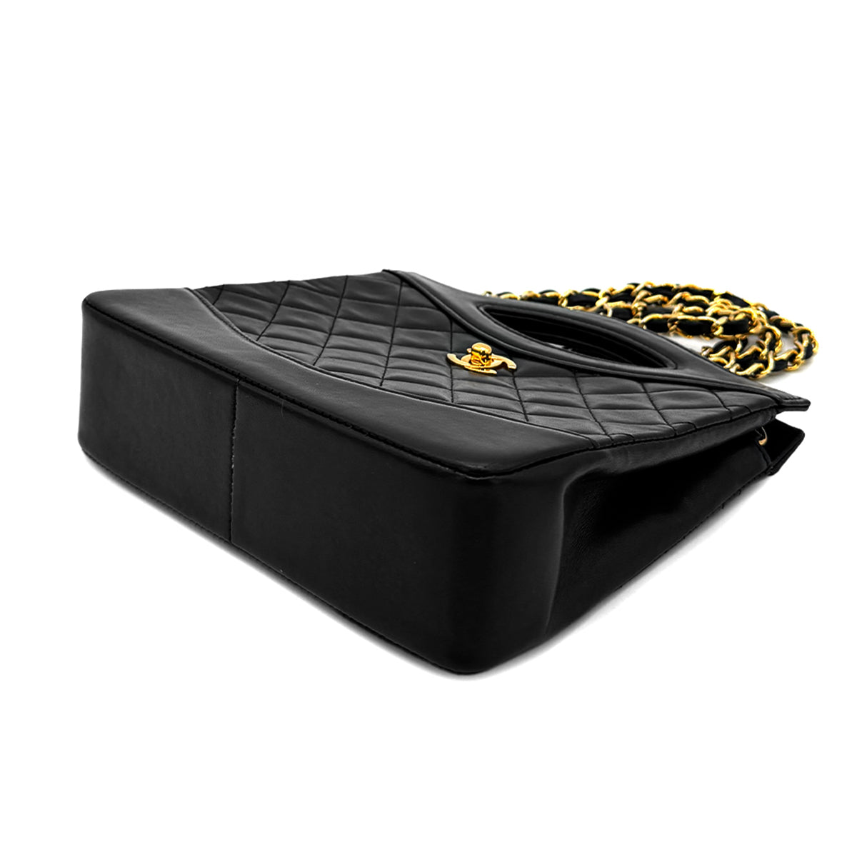 Luxury Promise Japan CHANEL VINTAGE 2WAY HAND CHAIN SHOULDER BAG BLACK LAMB SKIN 90269080