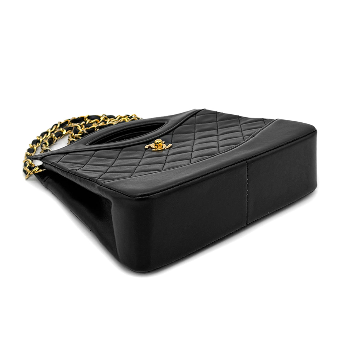 Luxury Promise Japan CHANEL VINTAGE 2WAY HAND CHAIN SHOULDER BAG BLACK LAMB SKIN 90269080