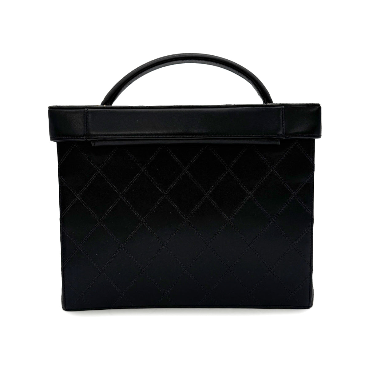 Luxury Promise Japan CHANEL VINTAGE BICOLORE 2WAY VANITY HAND SHOULDER BAG BLACK LAMB SKIN 90302941