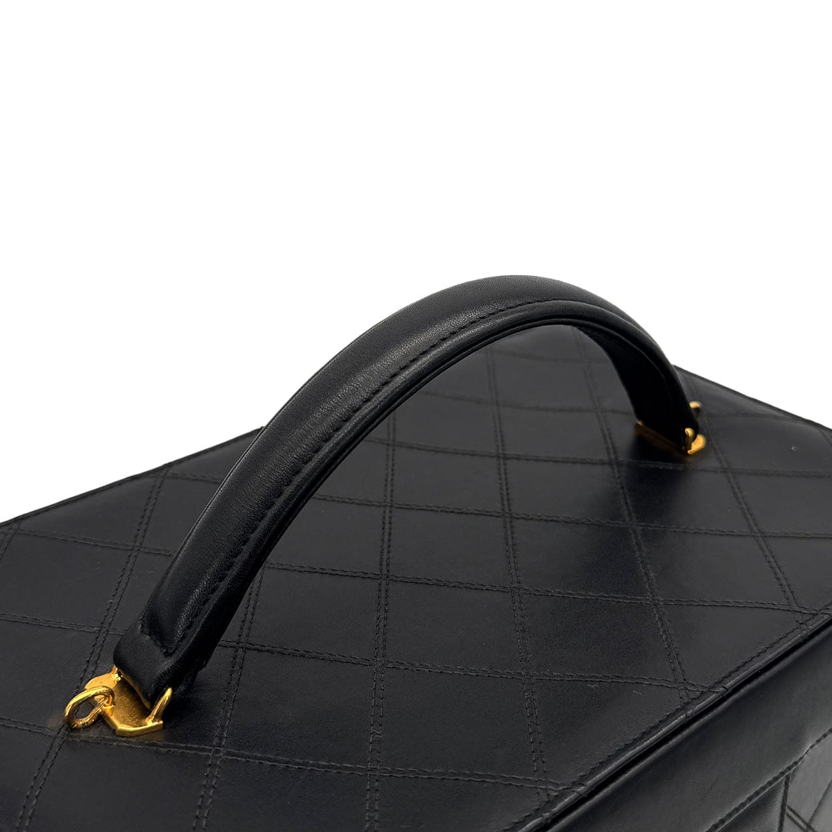 Luxury Promise Japan CHANEL VINTAGE BICOLORE TURN LOCK VANITY HAND SHOULDER BAG BLACK LEATHER 90306858