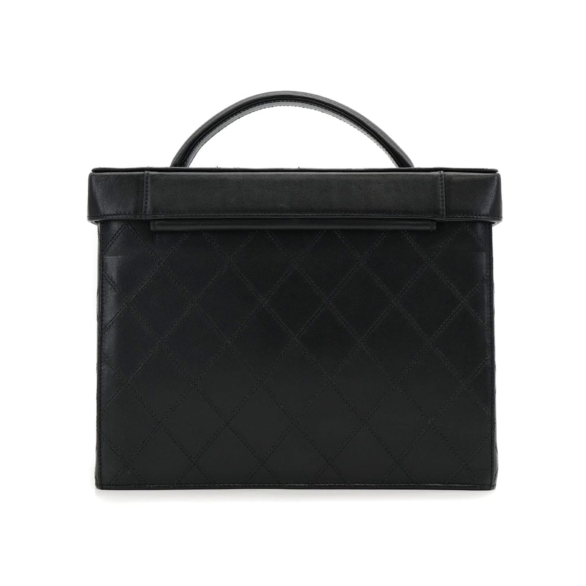 Luxury Promise Japan CHANEL VINTAGE BICOLORE TURN LOCK VANITY HAND SHOULDER BAG BLACK LEATHER 90306858
