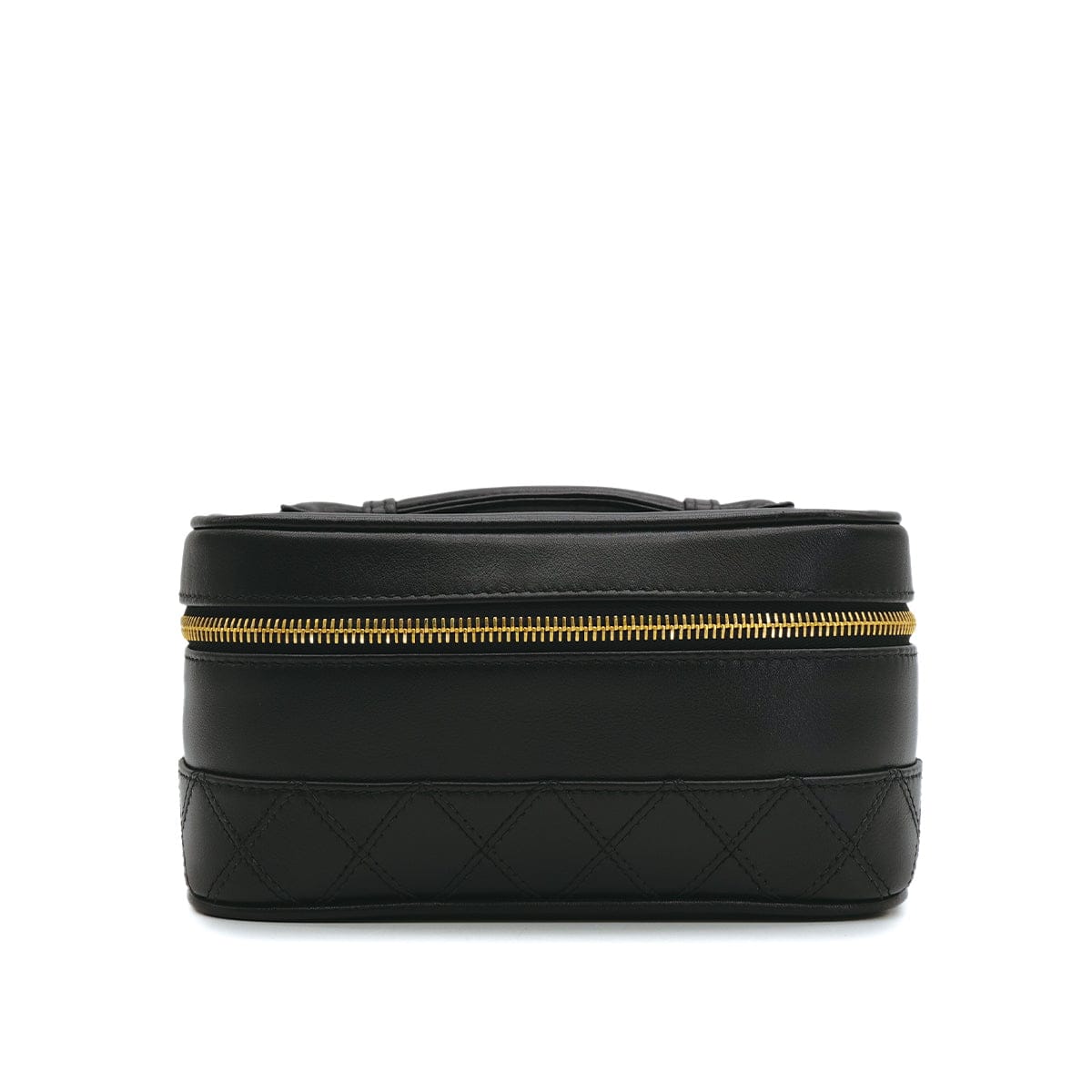 Luxury Promise Japan CHANEL VINTAGE BICOLORE VANITY HAND BAG BLACK CALF LEATHER 90309656