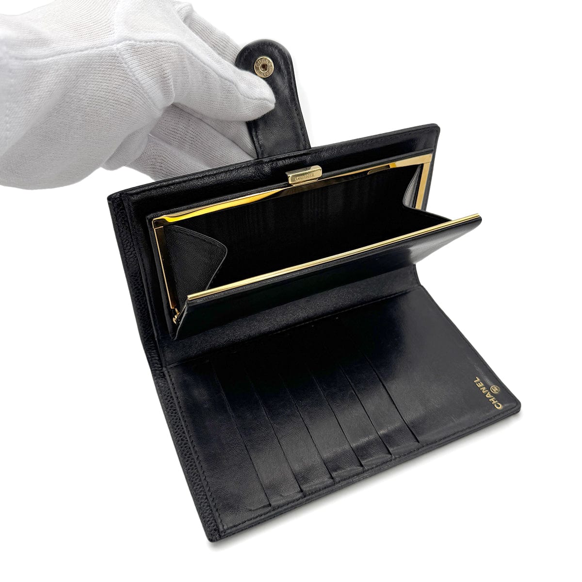 Luxury Promise Japan CHANEL VINTAGE BIFOLD LONG WALLET COCOMARK BLACK CAVIAR SKIN 90272491