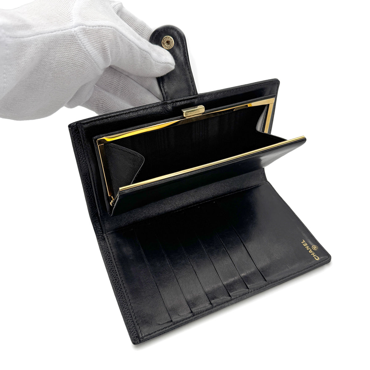 Luxury Promise Japan CHANEL VINTAGE BIFOLD LONG WALLET COCOMARK BLACK CAVIAR SKIN 90272491