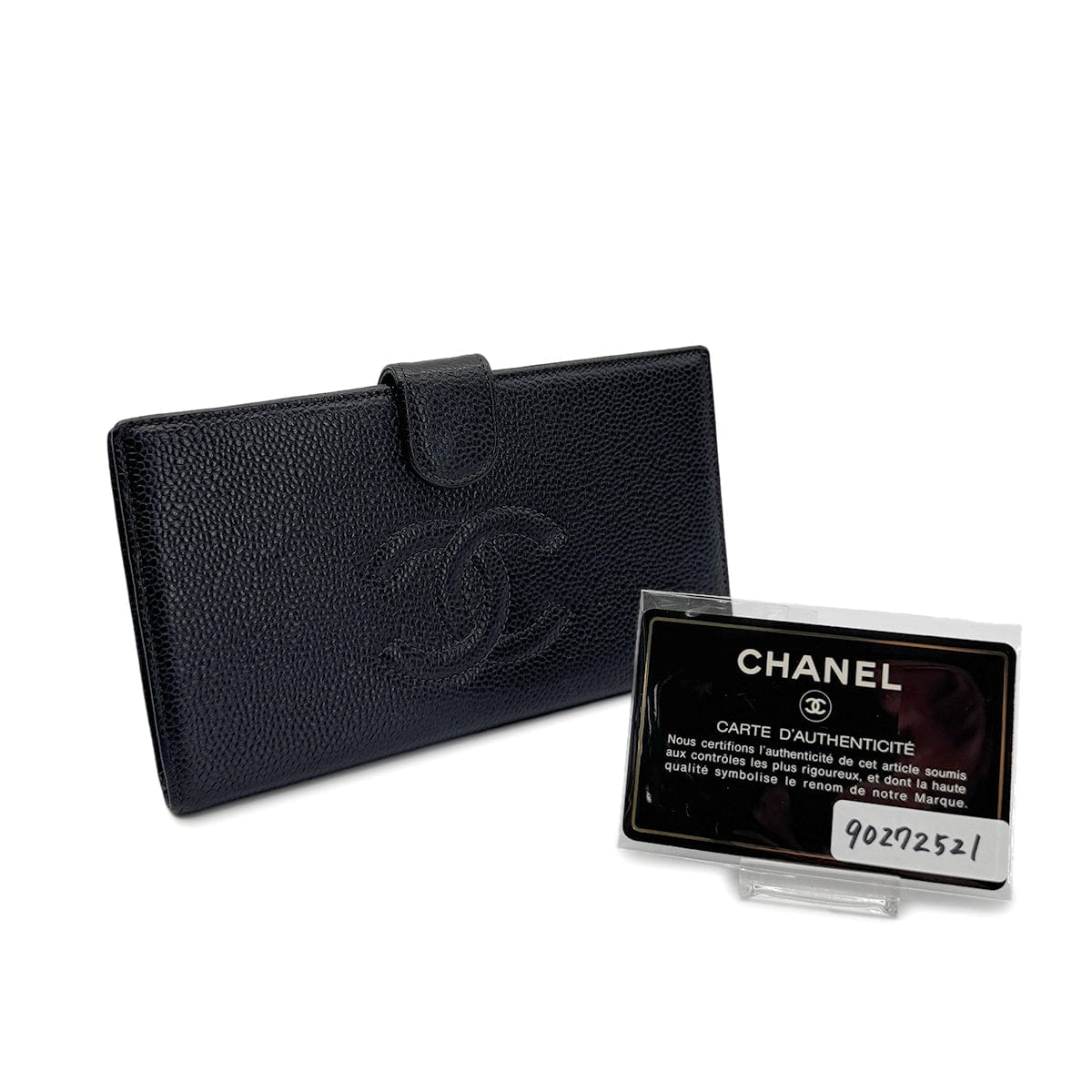 Luxury Promise Japan CHANEL VINTAGE BIFOLD LONG WALLET COCOMARK BLACK CAVIAR SKIN 90272521