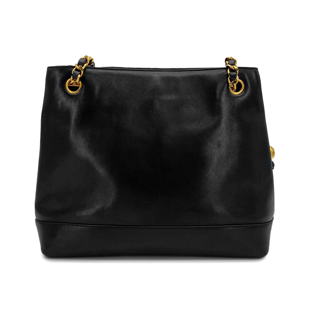 Luxury Promise Japan CHANEL VINTAGE BIG COCO CHAIN SHOULDER TOTE BAG BLACK LEATHER 90309159