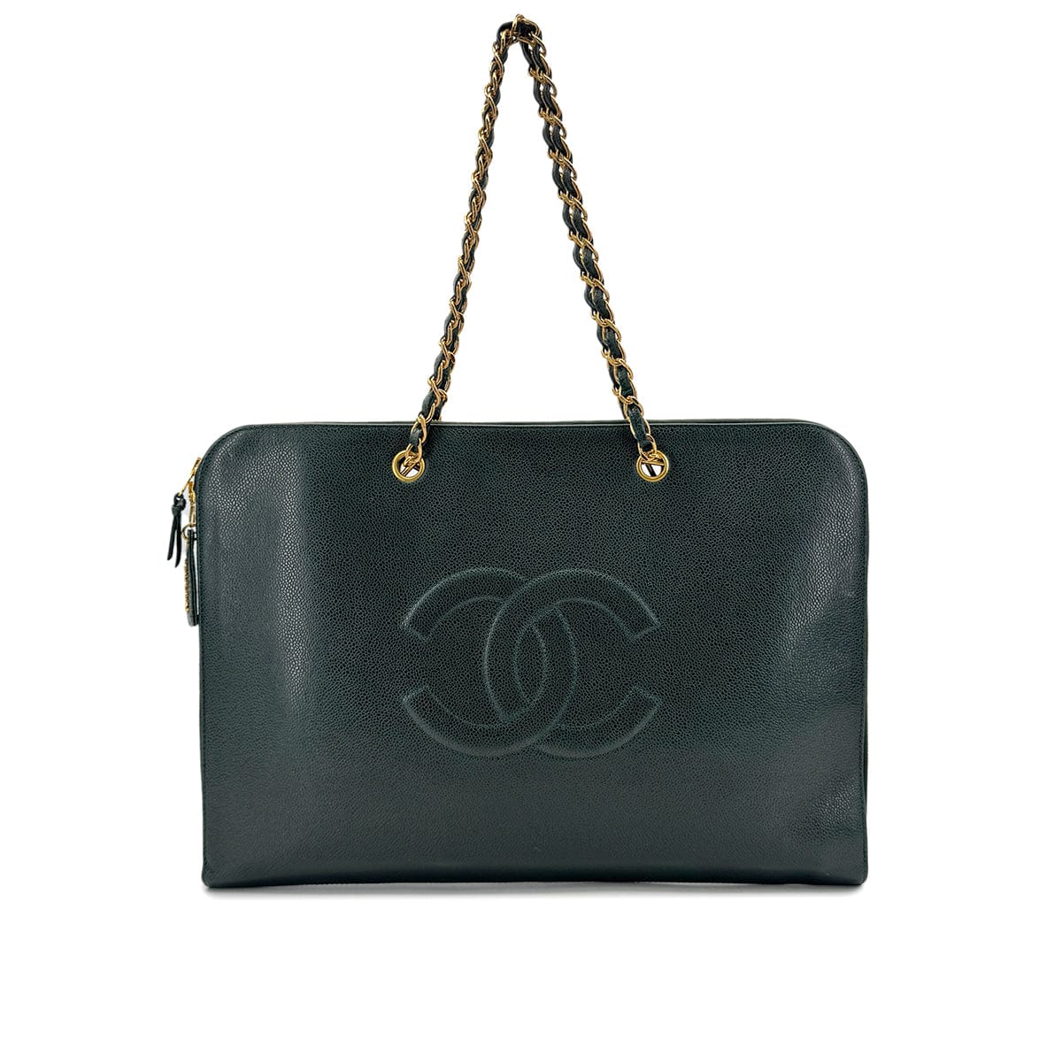 Luxury Promise Japan CHANEL VINTAGE BIG COCO CHAIN TOTE BAG GREEN CAVIAR SKIN 90294187