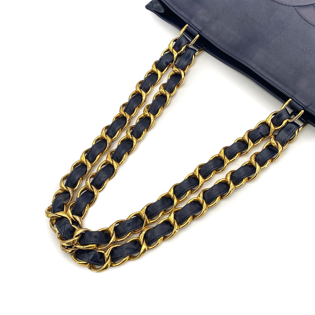 Luxury Promise Japan CHANEL VINTAGE BIG COCO CHAIN TOTE BAG NAVY LEATHER 90275901