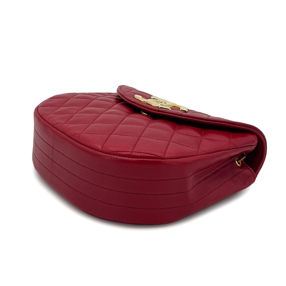 Luxury Promise Japan CHANEL VINTAGE BIG COCO HALF MOON CHAIN SHOULDER BAG RED LAMB SKIN 90300573