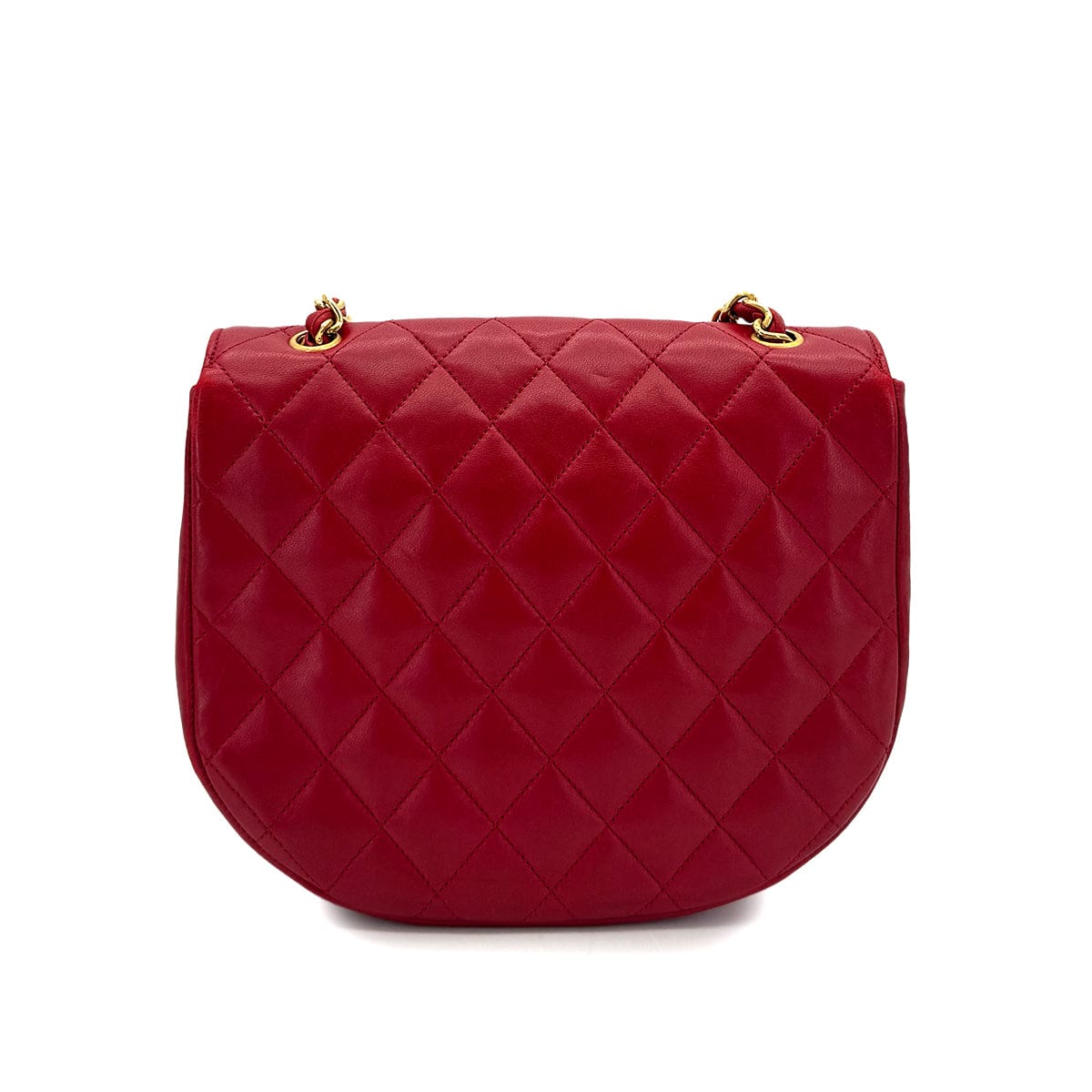 Luxury Promise Japan CHANEL VINTAGE BIG COCO HALF MOON CHAIN SHOULDER BAG RED LAMB SKIN 90300573