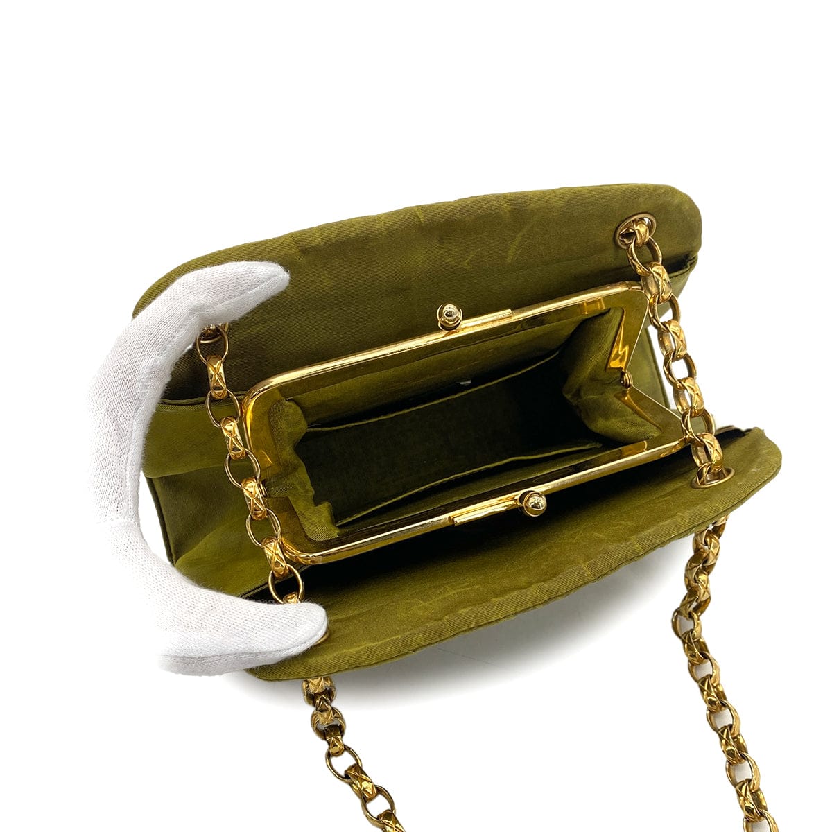 Luxury Promise Japan CHANEL VINTAGE BIJOU CHAIN SHOULDER BAG KAHKI CANVAS 90301698