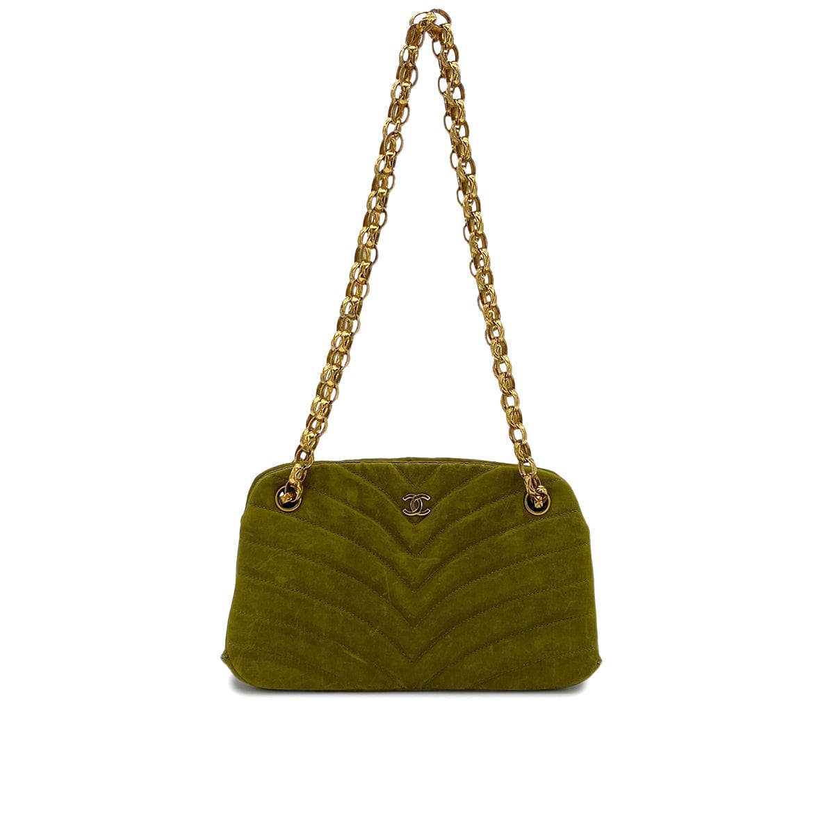 Luxury Promise Japan CHANEL VINTAGE BIJOU CHAIN SHOULDER BAG KAHKI CANVAS 90301698