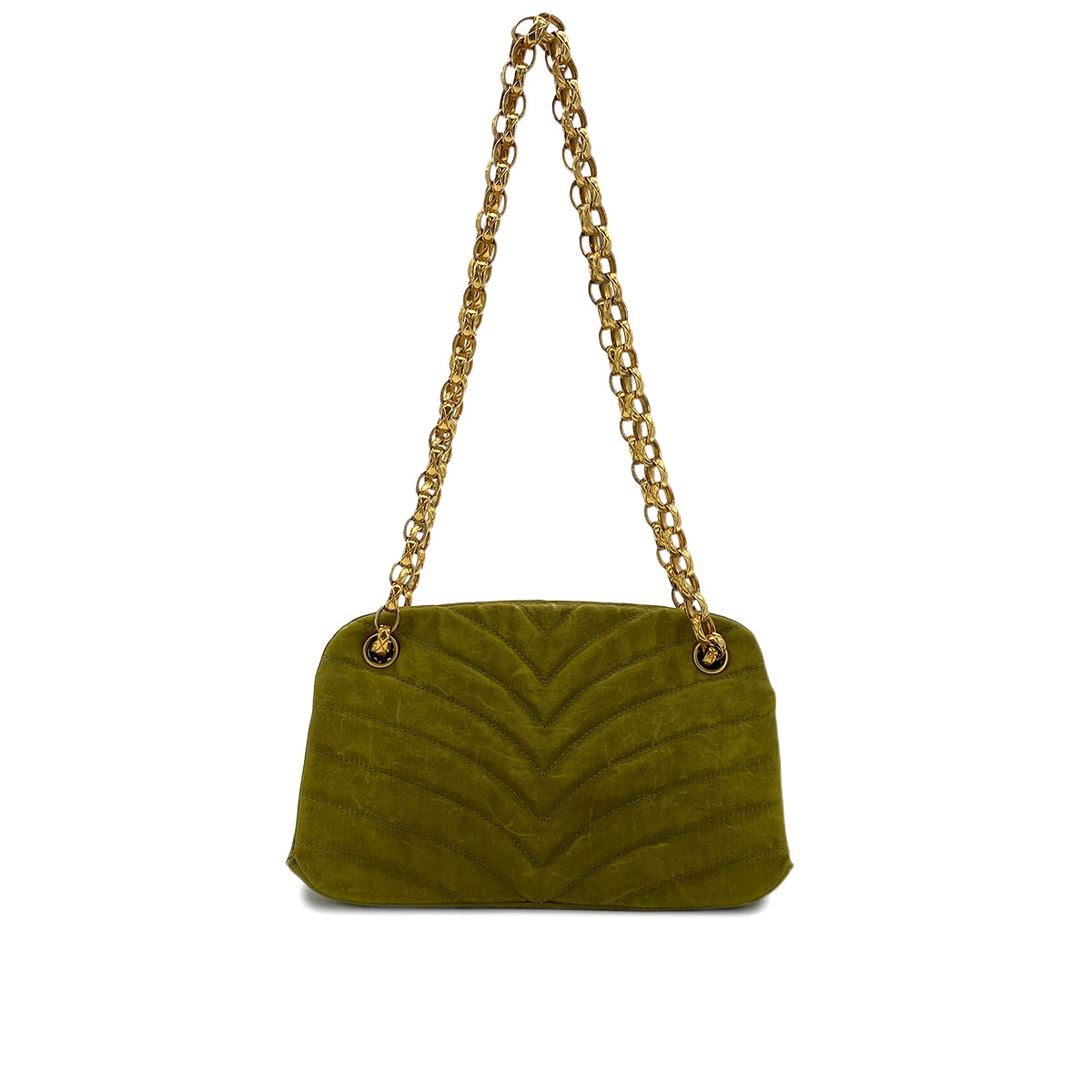 Luxury Promise Japan CHANEL VINTAGE BIJOU CHAIN SHOULDER BAG KAHKI CANVAS 90301698
