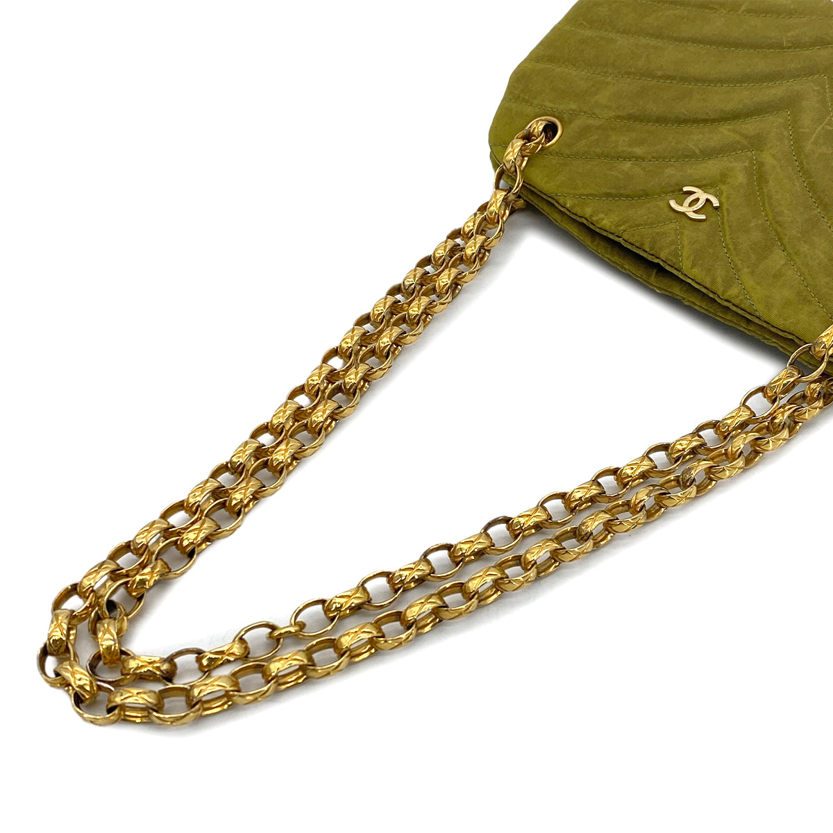 Luxury Promise Japan CHANEL VINTAGE BIJOU CHAIN SHOULDER BAG KAHKI CANVAS 90301698