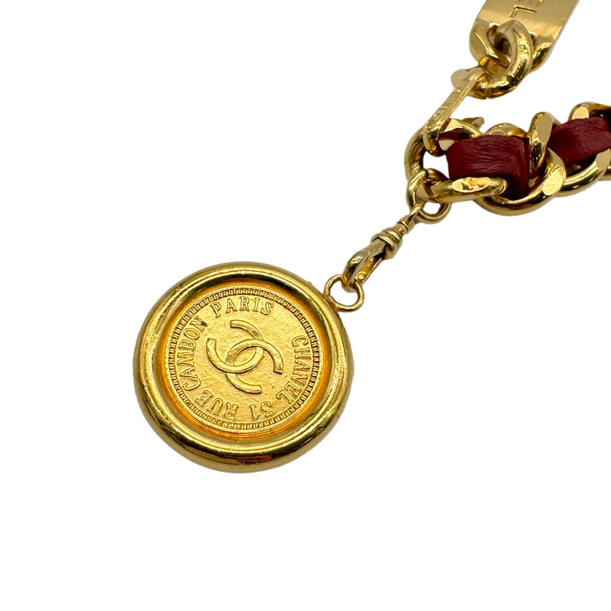 Luxury Promise Japan CHANEL VINTAGE CHAIN BELT LEATHER COCOMARK RED ACCESSORY 90272517