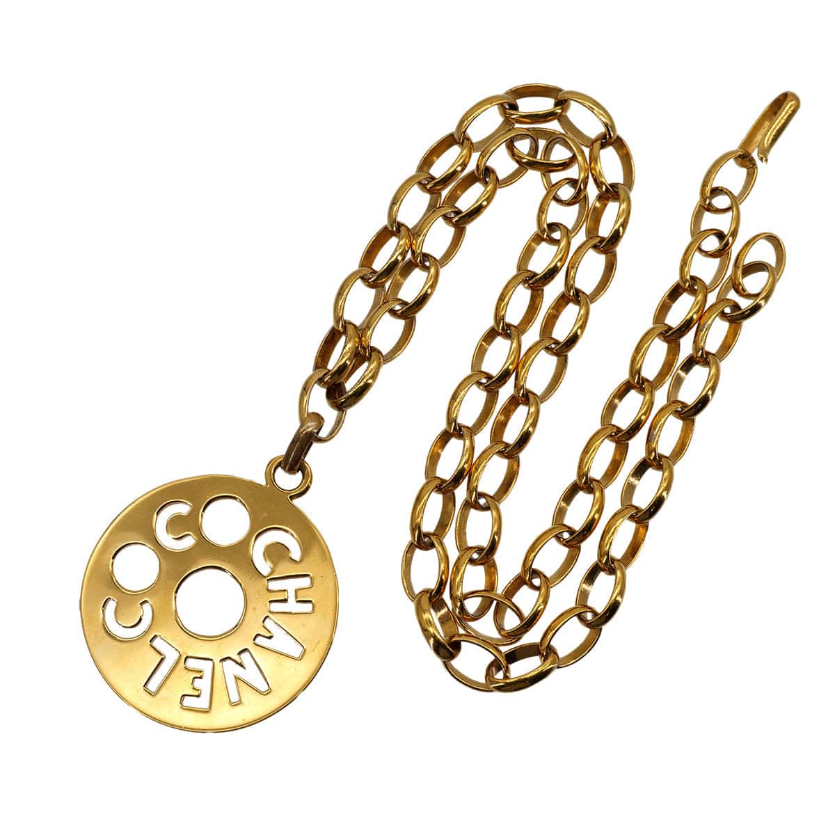 Luxury Promise Japan CHANEL VINTAGE CHAIN NECKLACE CIRCLE LOGO GOLD ACCESSORY 90309774
