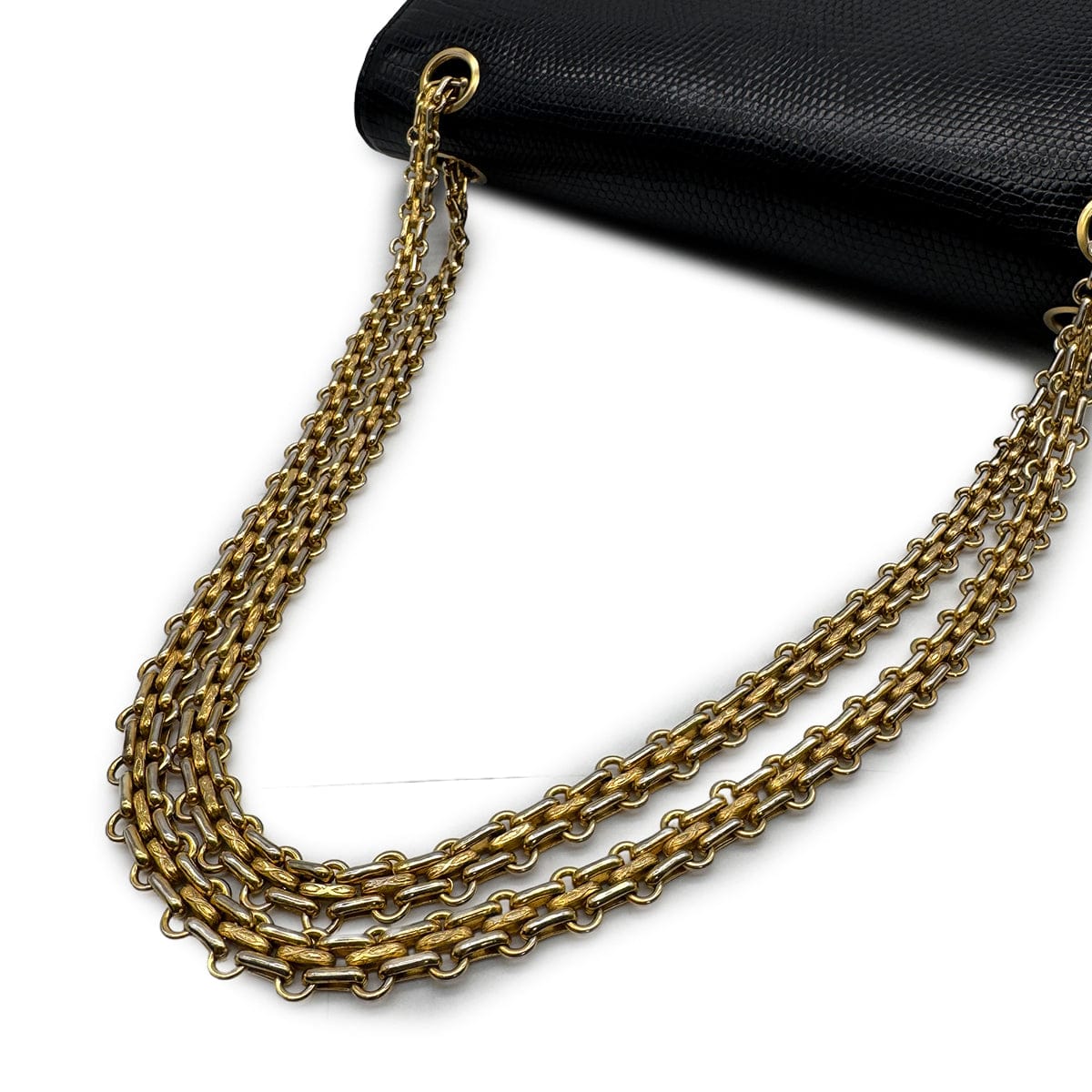 Luxury Promise Japan CHANEL VINTAGE CHAIN SHOULDER BAG BLACK LIZARD 90309793