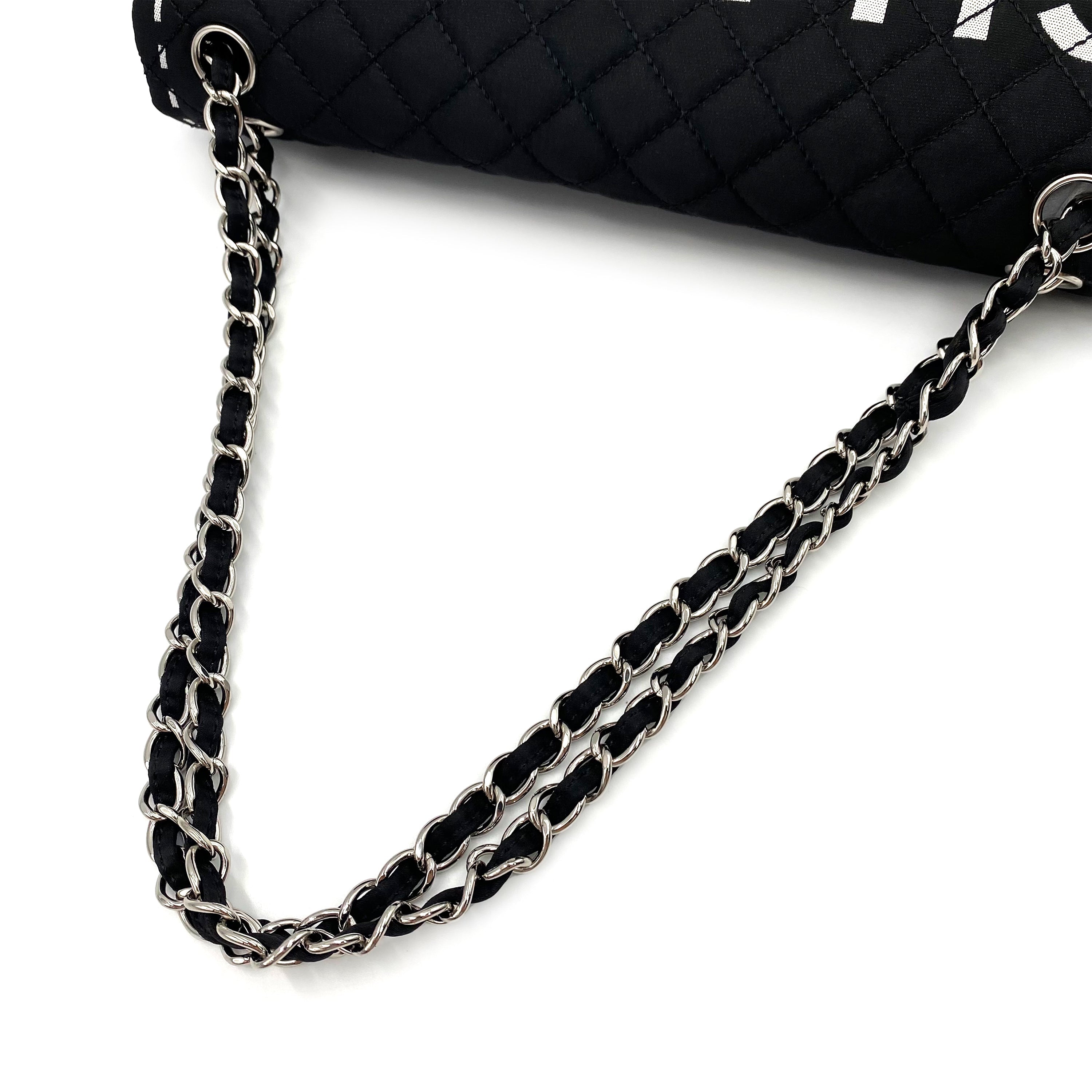 Luxury Promise Japan CHANEL VINTAGE CHAIN SHOULDER BAG BLACK SATIN 90239118