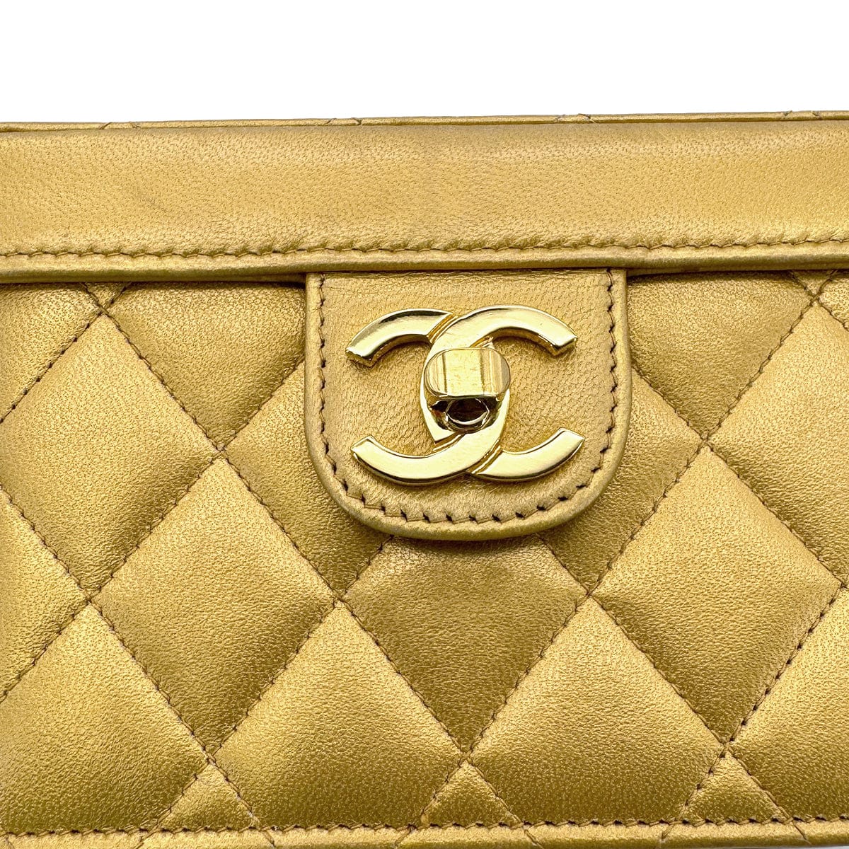 Luxury Promise Japan CHANEL VINTAGE CHAIN SHOULDER VANITY BAG GOLD LAMB SKIN 90293506