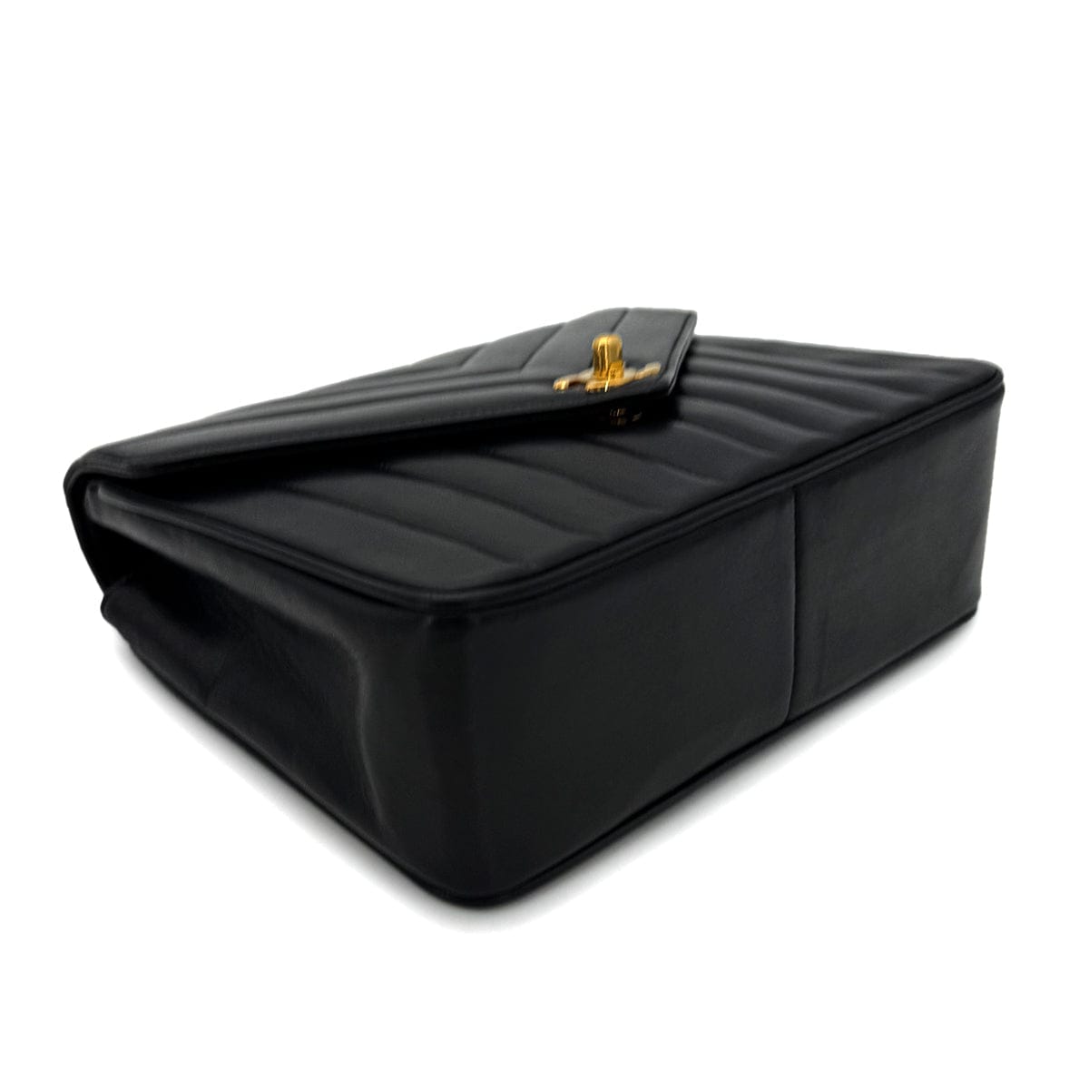 Luxury Promise Japan CHANEL VINTAGE CHEVRON CHAIN SHOULDER BAG BLACK LAMB SKIN 90292489