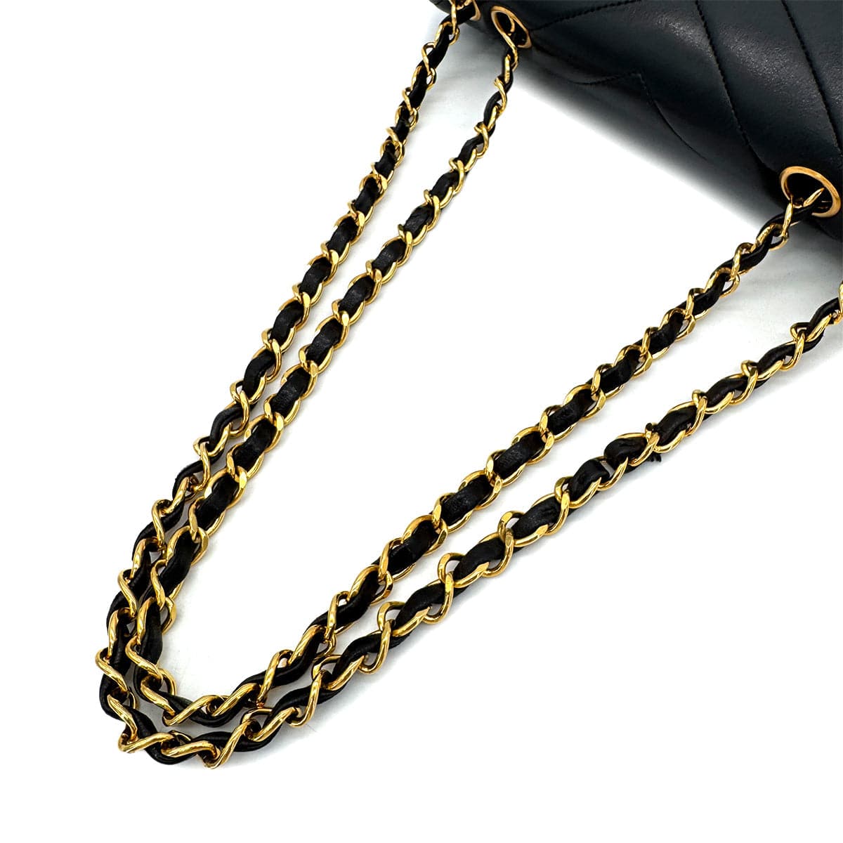 Luxury Promise Japan CHANEL VINTAGE CHEVRON CHAIN SHOULDER BAG BLACK LAMB SKIN 90292489