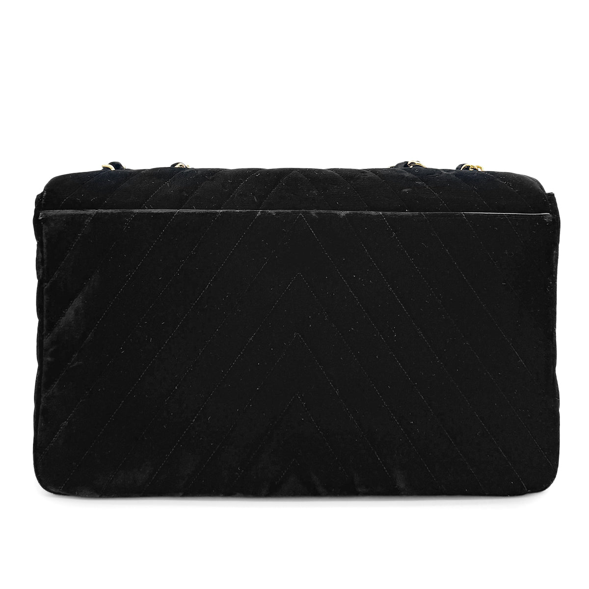 Luxury Promise Japan CHANEL VINTAGE CHEVRON CHAIN SHOULDER BAG BLACK VELOR 90280645