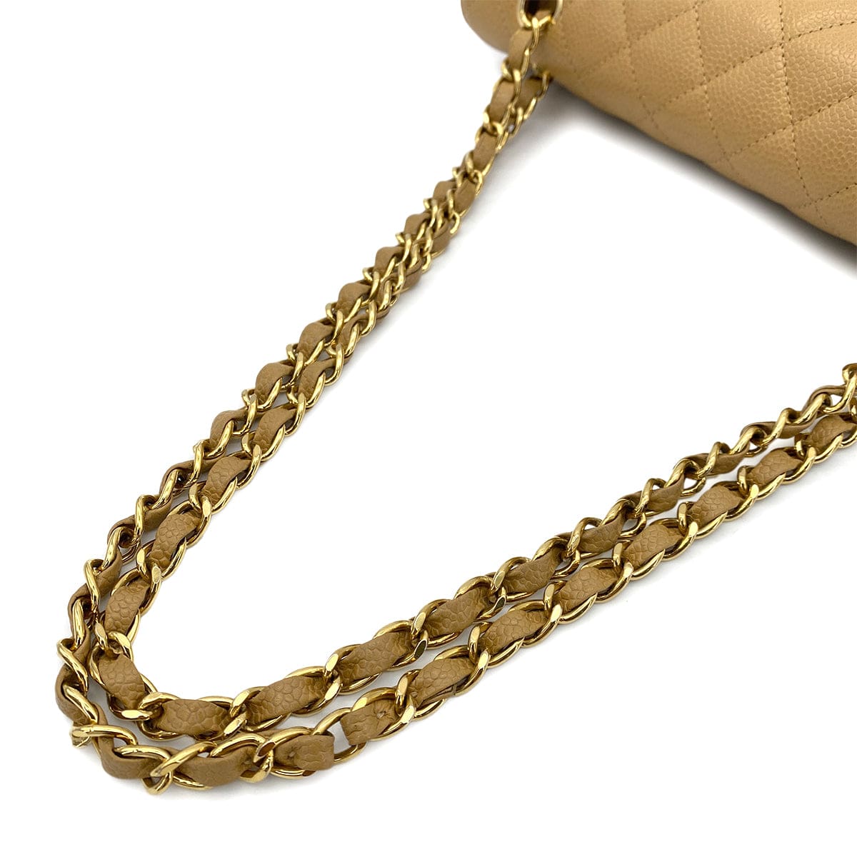 Luxury Promise Japan CHANEL VINTAGE CLASSIC FLAP MEDIUM CHAIN SHOULDER BAG BEIGE CAVIAR SKIN 90253882