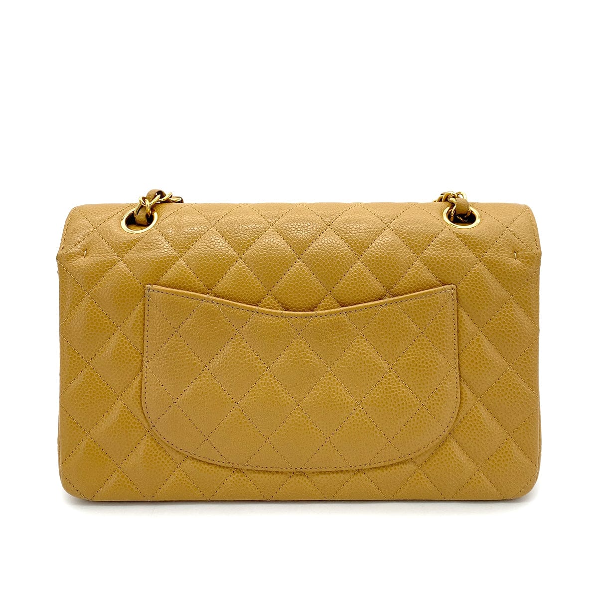 Luxury Promise Japan CHANEL VINTAGE CLASSIC FLAP MEDIUM CHAIN SHOULDER BAG BEIGE CAVIAR SKIN 90253882