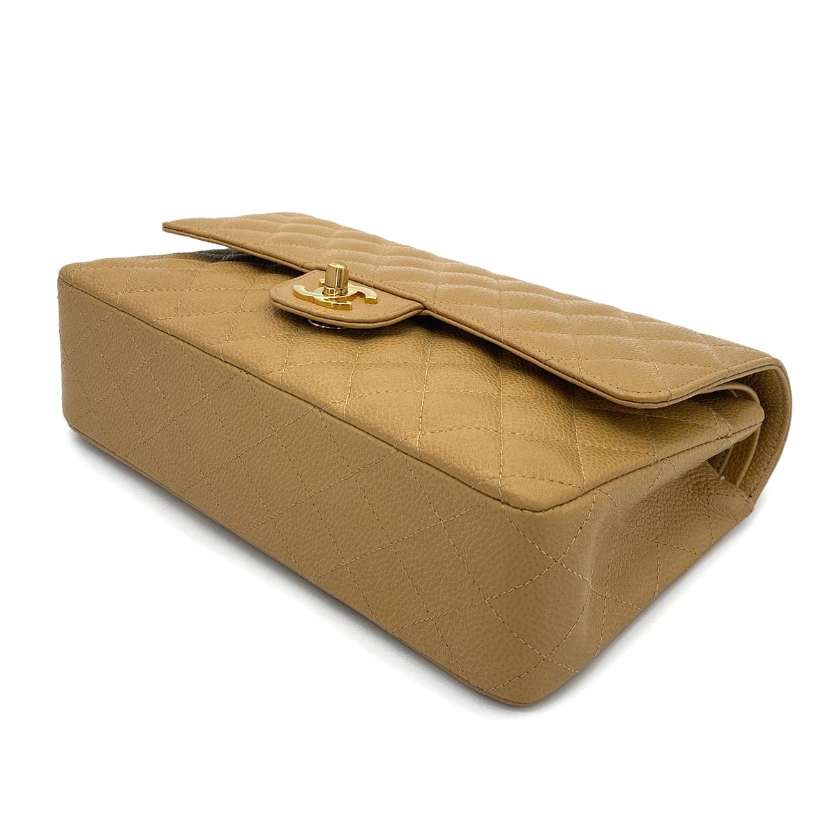 Luxury Promise Japan CHANEL VINTAGE CLASSIC FLAP MEDIUM CHAIN SHOULDER BAG BEIGE CAVIAR SKIN 90253882