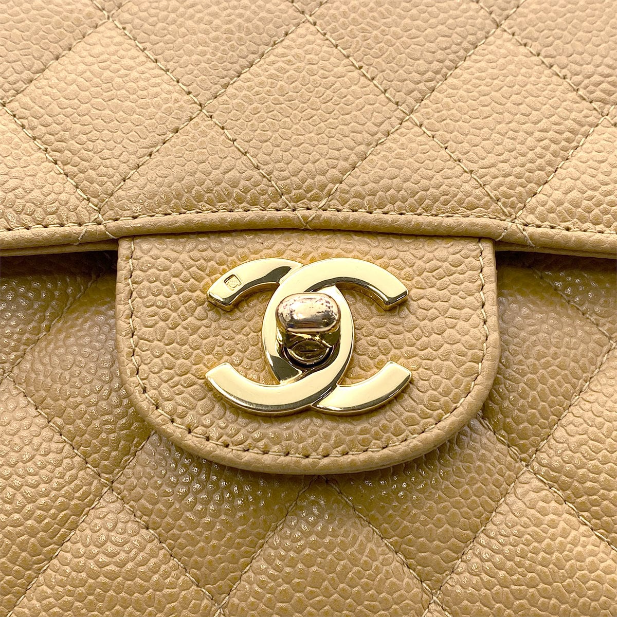 Luxury Promise Japan CHANEL VINTAGE CLASSIC FLAP MEDIUM CHAIN SHOULDER BAG BEIGE CAVIAR SKIN 90265918