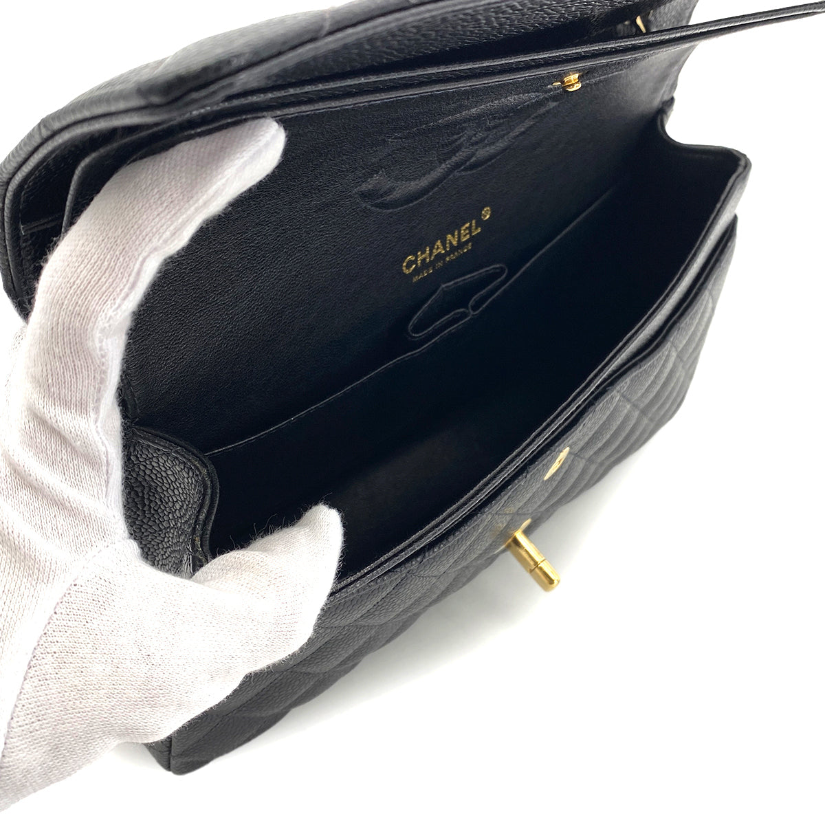 Luxury Promise Japan CHANEL VINTAGE CLASSIC FLAP MEDIUM CHAIN SHOULDER BAG BLACK CAVIAR SKIN 90270866