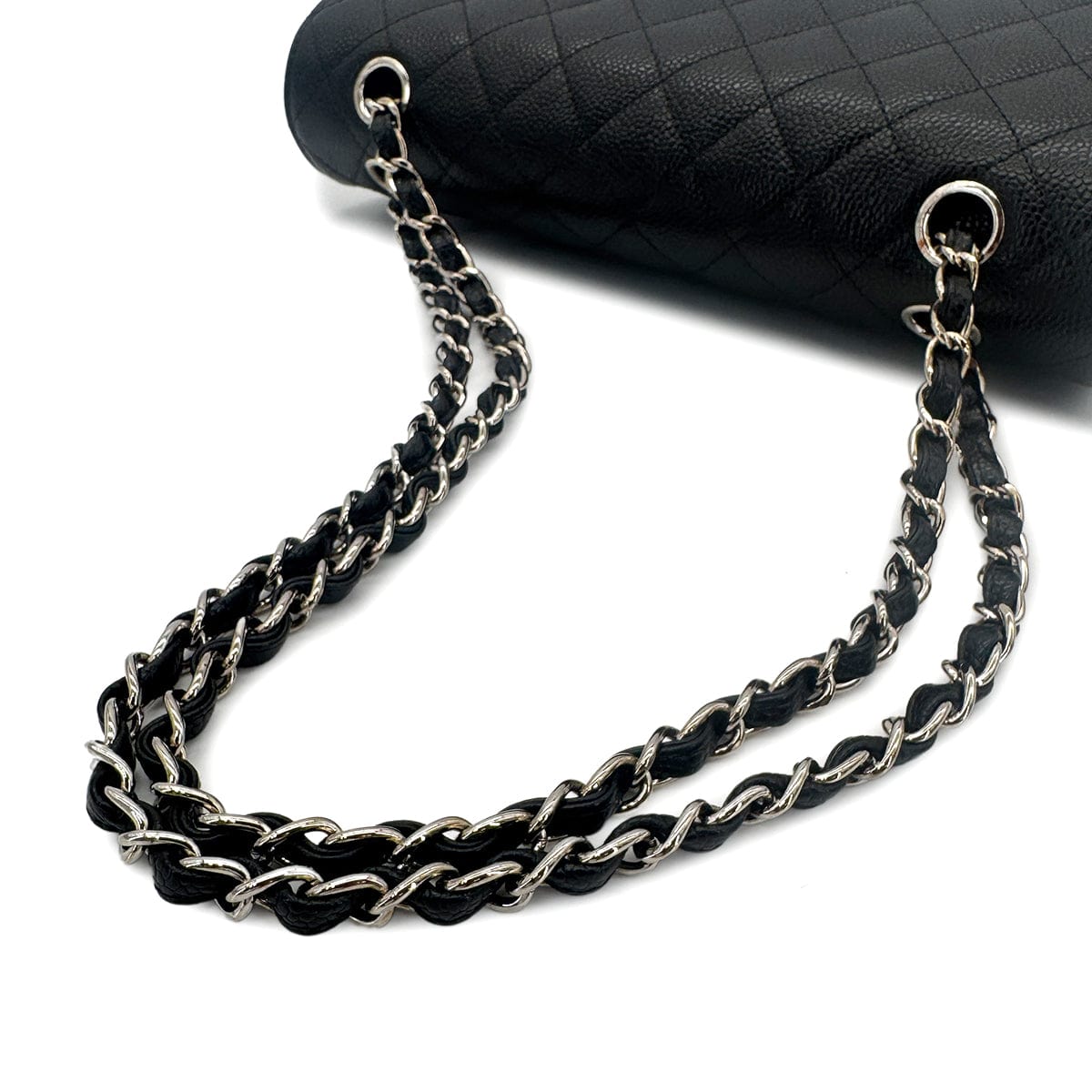 Luxury Promise Japan CHANEL VINTAGE CLASSIC FLAP MEDIUM CHAIN SHOULDER BAG BLACK CAVIAR SKIN 90278460