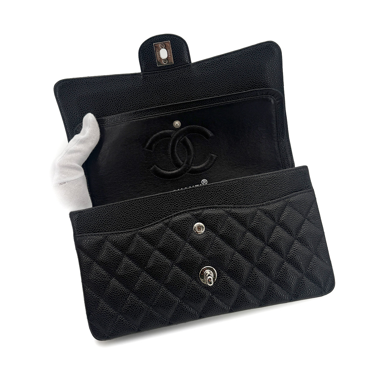 Luxury Promise Japan CHANEL VINTAGE CLASSIC FLAP MEDIUM CHAIN SHOULDER BAG BLACK CAVIAR SKIN 90278460