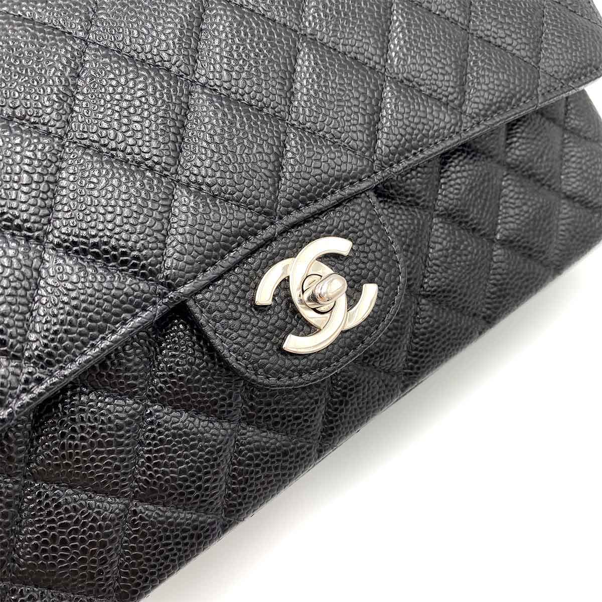 Luxury Promise Japan CHANEL VINTAGE CLASSIC FLAP MEDIUM CHAIN SHOULDER BAG BLACK CAVIAR SKIN SHW 90212711