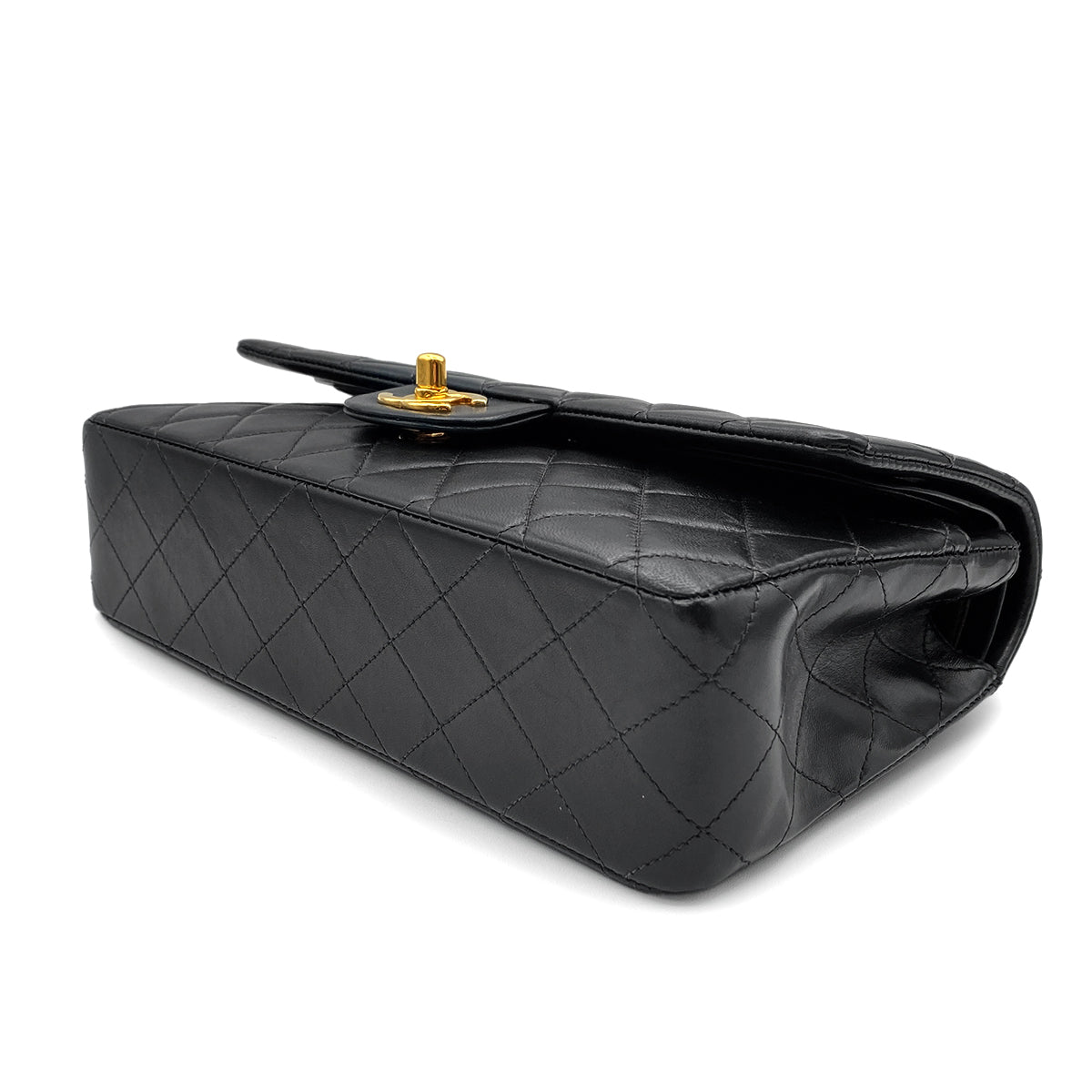 Luxury Promise Japan CHANEL VINTAGE CLASSIC FLAP MEDIUM CHAIN SHOULDER BAG BLACK LAMB SKIN 90215287