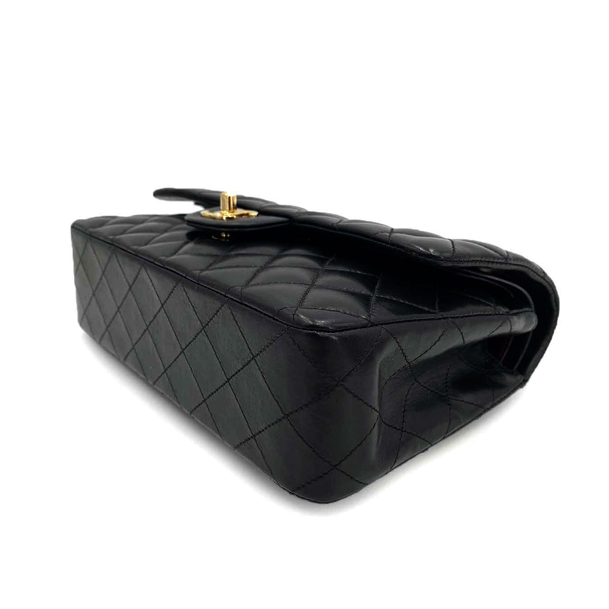 Luxury Promise Japan CHANEL VINTAGE CLASSIC FLAP MEDIUM CHAIN SHOULDER BAG BLACK LAMB SKIN 90241294