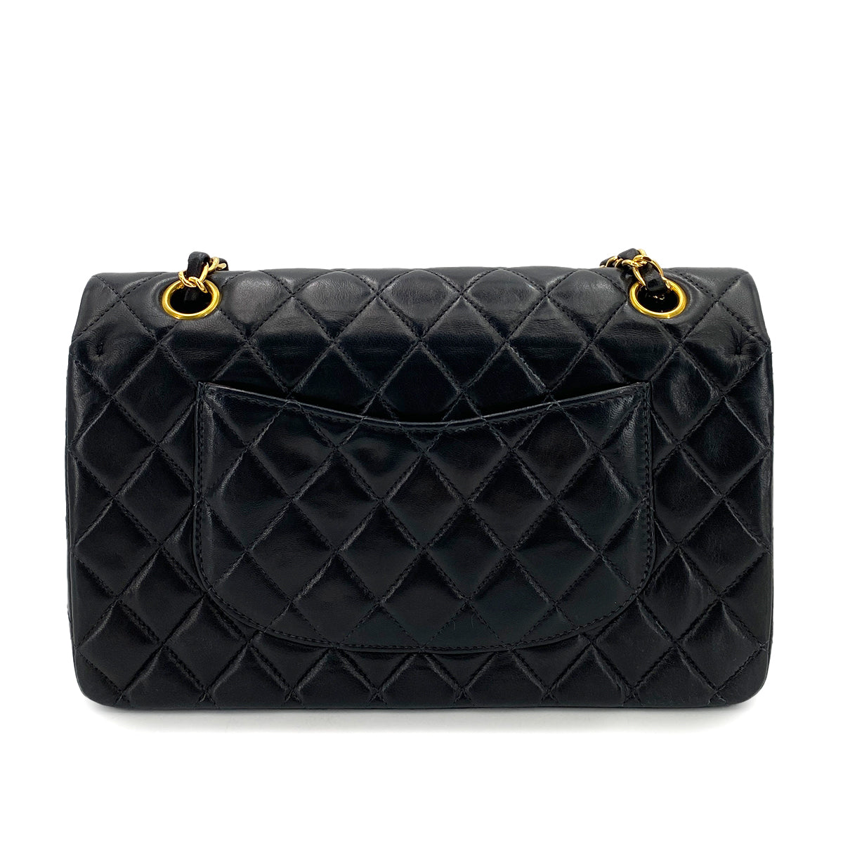 Luxury Promise Japan CHANEL VINTAGE CLASSIC FLAP MEDIUM CHAIN SHOULDER BAG BLACK LAMB SKIN 90248355