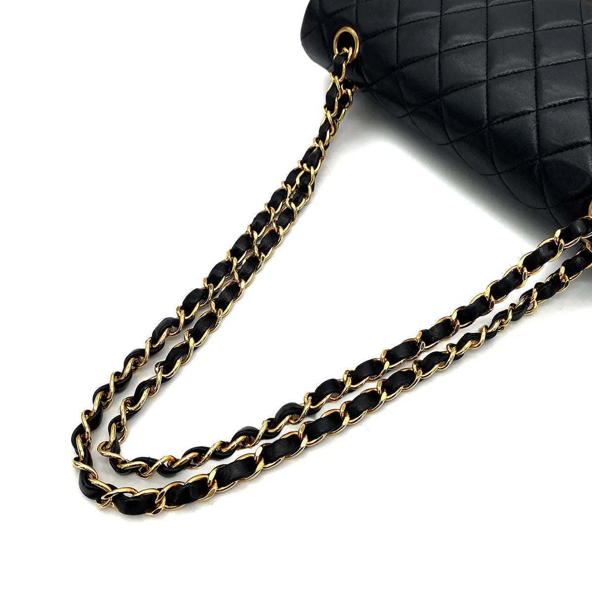 Luxury Promise Japan CHANEL VINTAGE CLASSIC FLAP MEDIUM CHAIN SHOULDER BAG BLACK LAMB SKIN 90256421