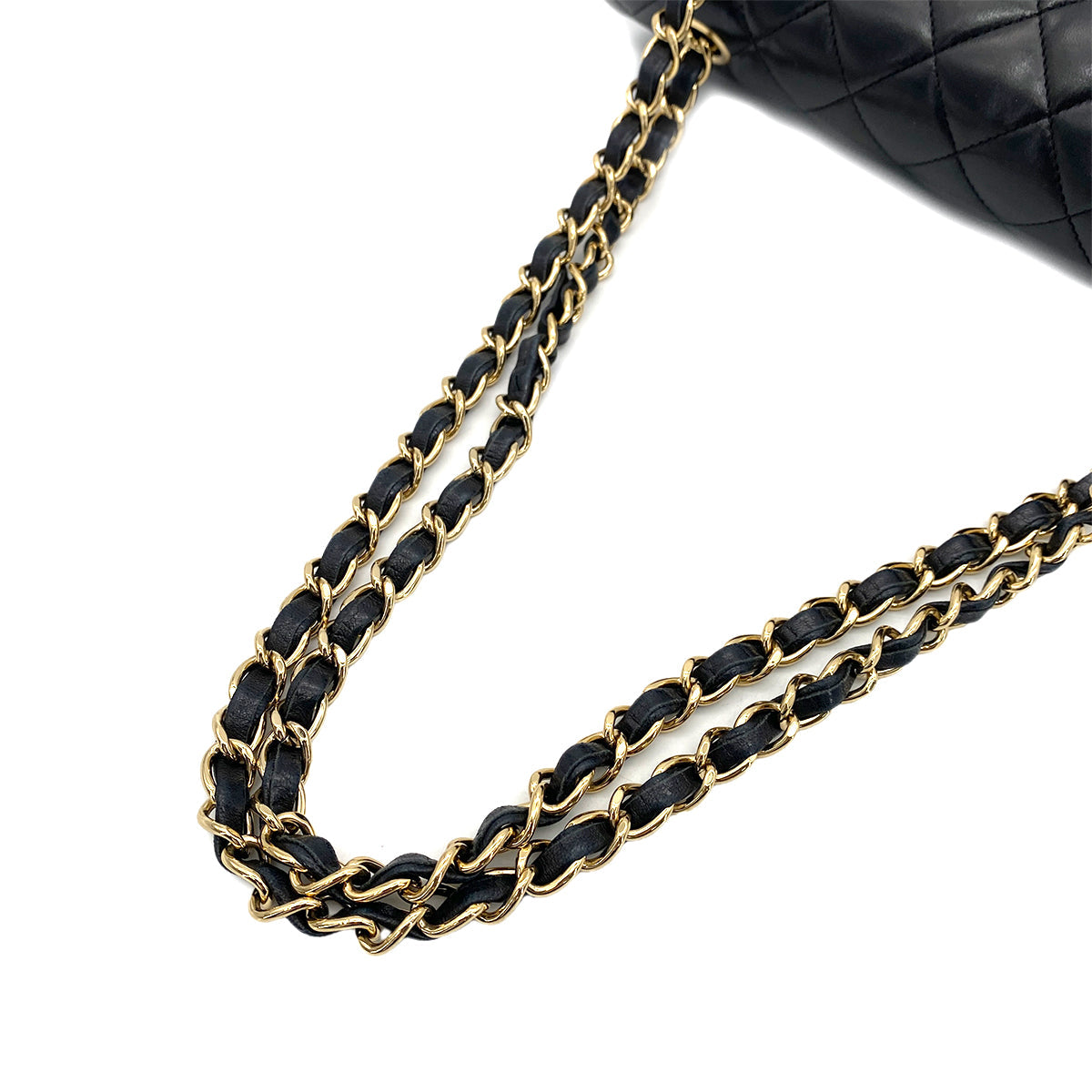 Luxury Promise Japan CHANEL VINTAGE CLASSIC FLAP MEDIUM CHAIN SHOULDER BAG BLACK LAMB SKIN 90259135
