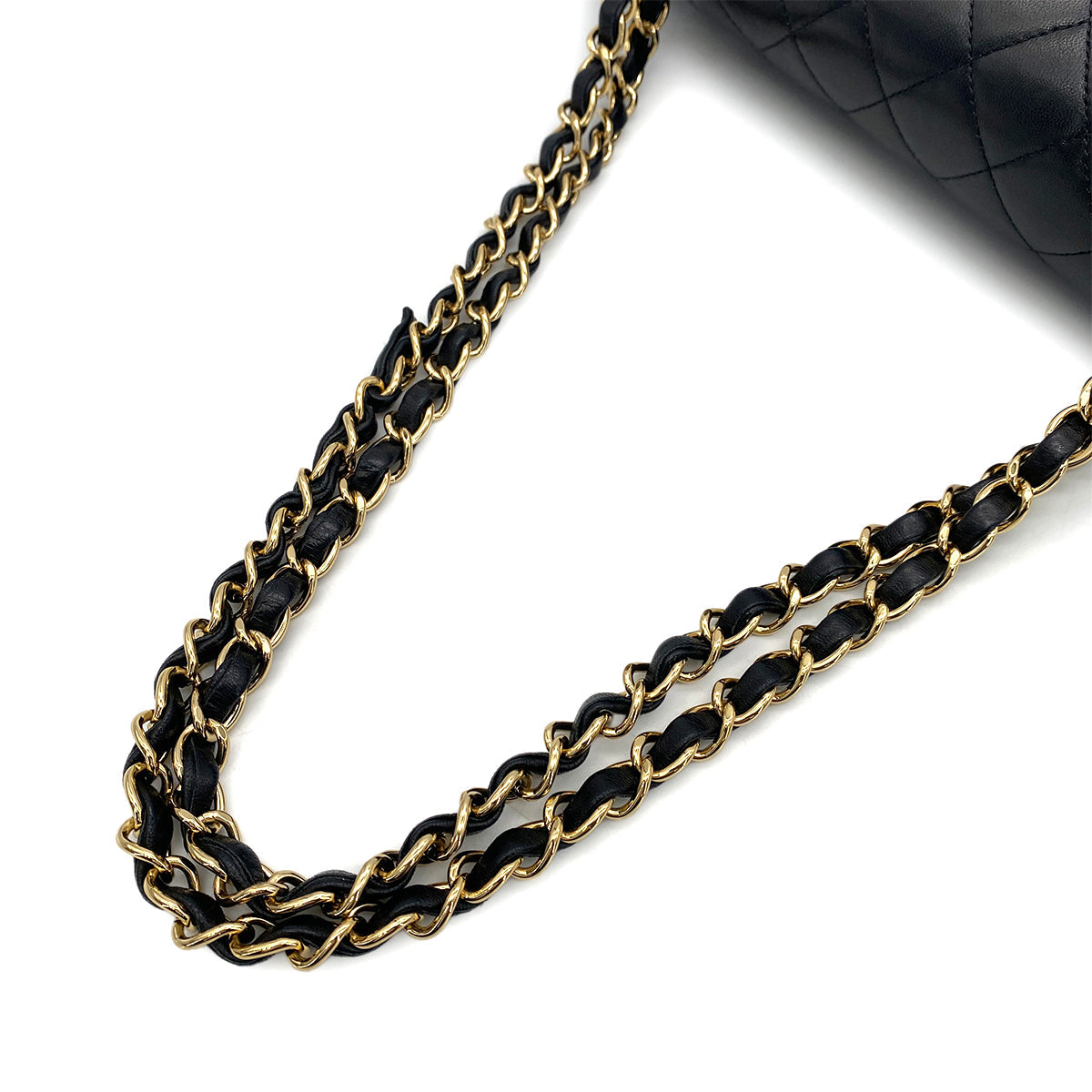 Luxury Promise Japan CHANEL VINTAGE CLASSIC FLAP MEDIUM CHAIN SHOULDER BAG BLACK LAMB SKIN 90264370