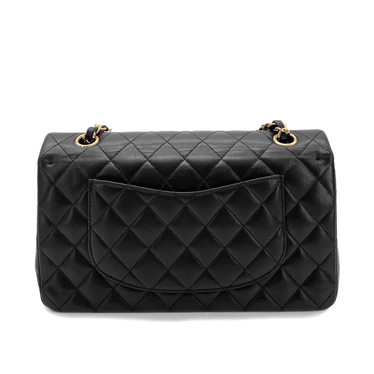 Luxury Promise Japan CHANEL VINTAGE CLASSIC FLAP MEDIUM CHAIN SHOULDER BAG BLACK LAMB SKIN 90264370